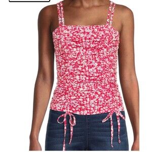 No Boundaries Double Ruched Tank Top For Women Size S (3-5) Pink